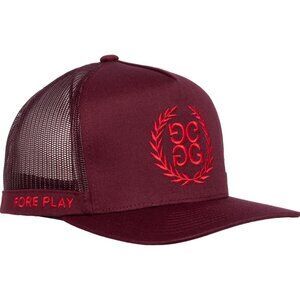 G/Fore Wreath Rhubarb Cotton Twill Tall‎ Golf Trucker Hat OSFA GMH000029